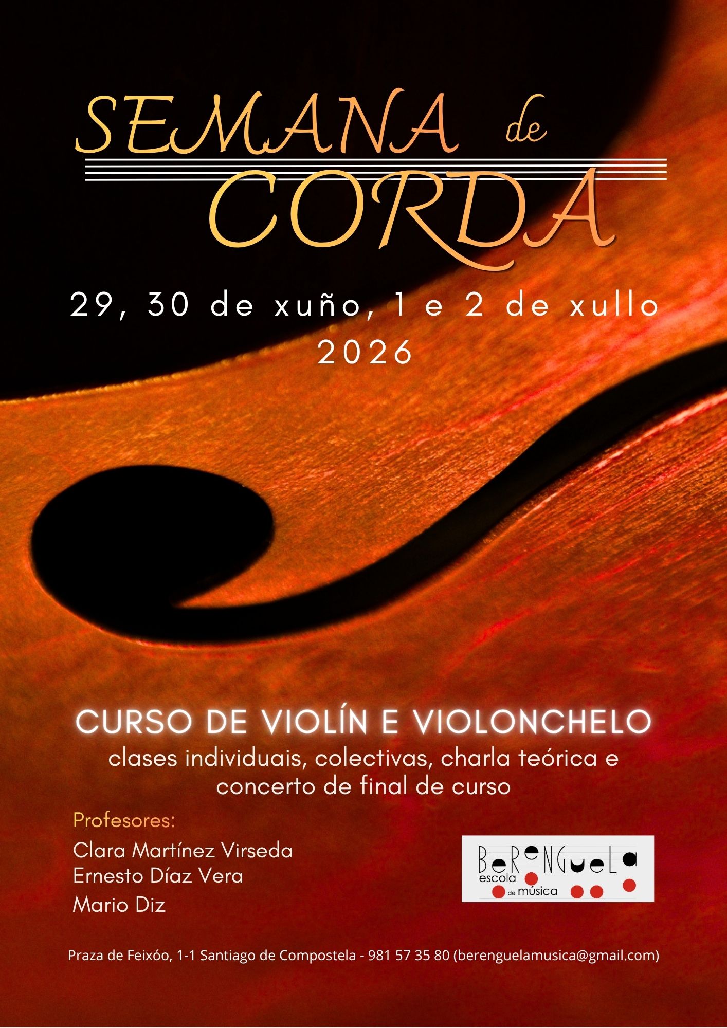 SEMANA DE CORDA 2026 - Curso de violín e violonchelo